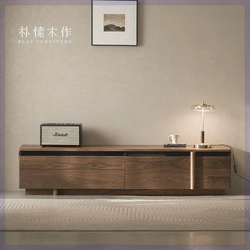 实木电视柜黑胡桃木现代简约客厅小户型落地茶几组合,住宅家具,电视柜,淘宝优惠券,粉丝福利购,淘宝优惠卷