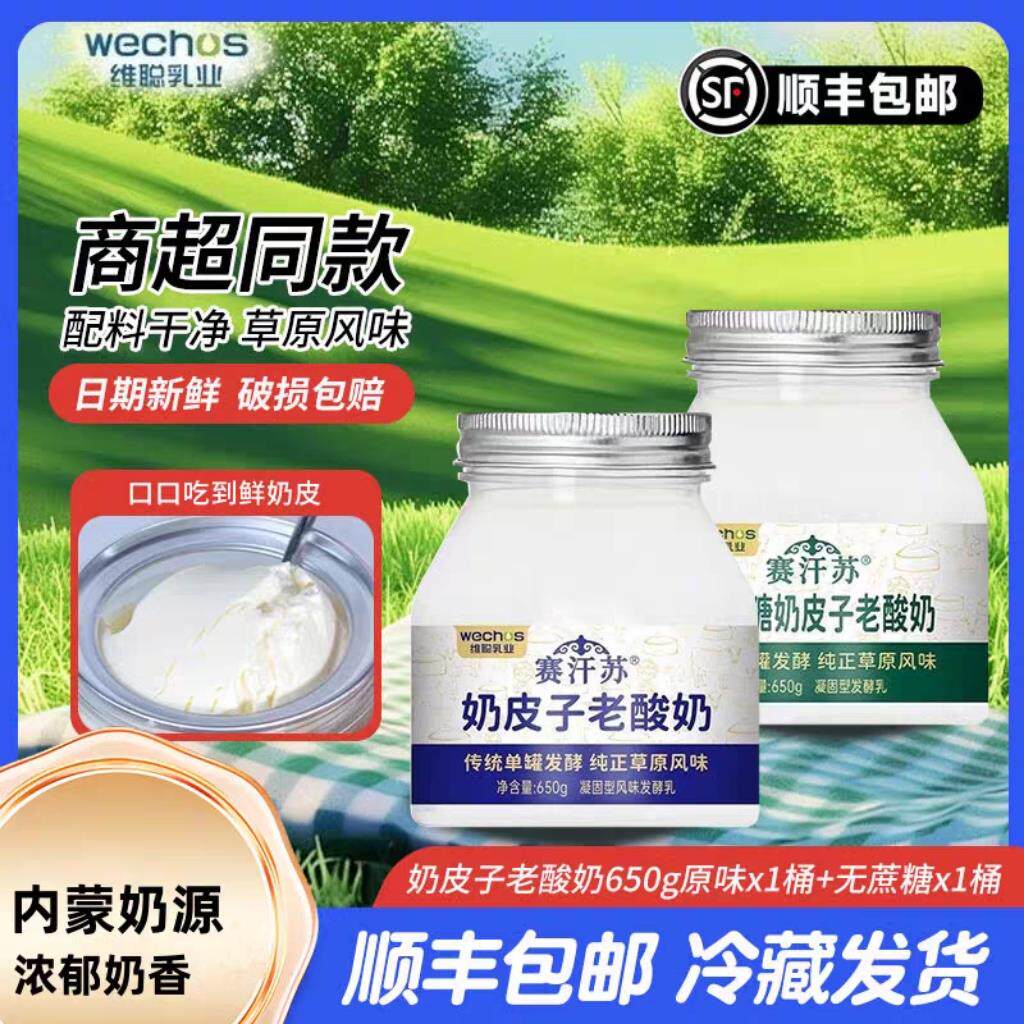 顺丰 赛汗苏内蒙古传统奶皮子老酸奶单罐650g珍贵奶皮子 无添加剂