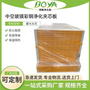 厂家供应中空玻镁净化板无尘车间复合夹芯板防火隔热ICU隔墙板