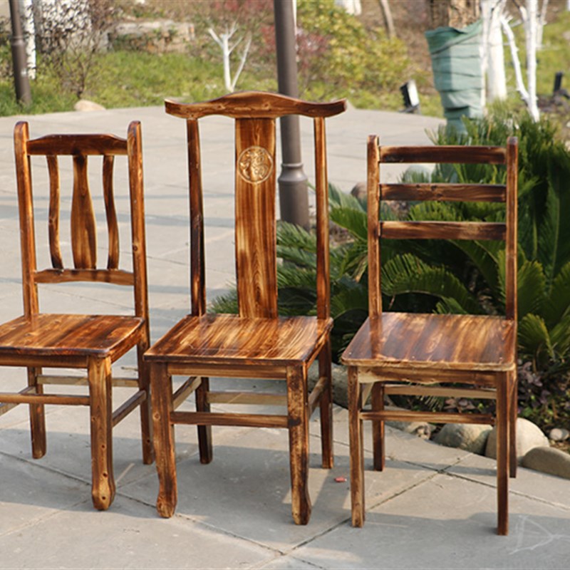 全实木餐椅柏木靠背椅子家用餐桌椅官帽椅火锅店烧烤火烧木板凳