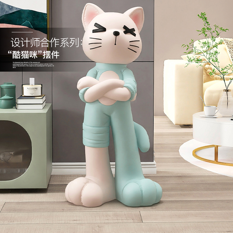 大型卡通潮玩猫咪客厅落地摆件家居饰品电视柜沙发旁生日乔迁礼物