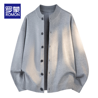 罗蒙圆领开衫毛衣男款2025秋冬季