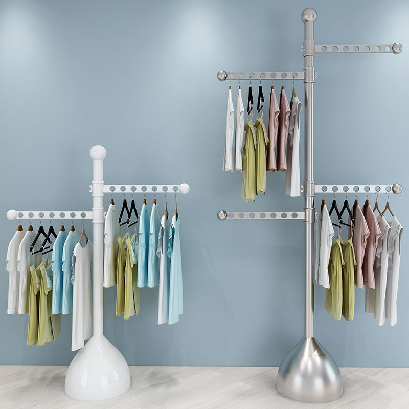 阳台顶天立地晾衣架落地s卧室内宿舍凉晒挂衣架折叠神器伸缩置衣