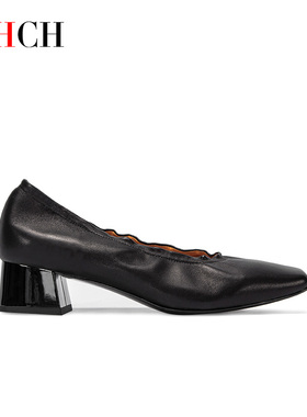 CHCH2025平衡鞋气质舒适真皮弹力粗跟单鞋跟高4厘米CN2B5201