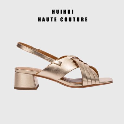 CHCH夏季方头罗马编织凉鞋女镂空露趾鱼嘴女鞋CO1B2131