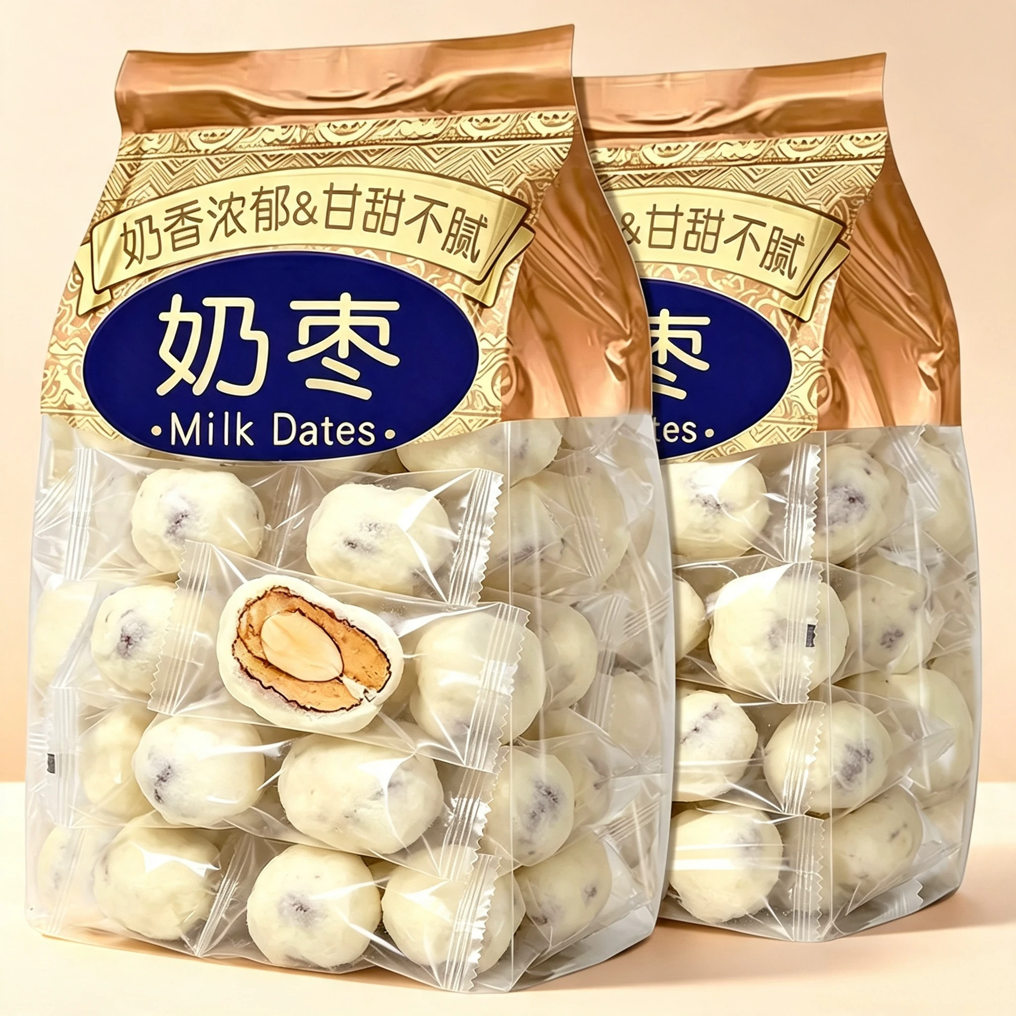 奶枣巴旦木夹心无核奶酪枣杏仁休闲特产网红零食小吃散装健康免洗
