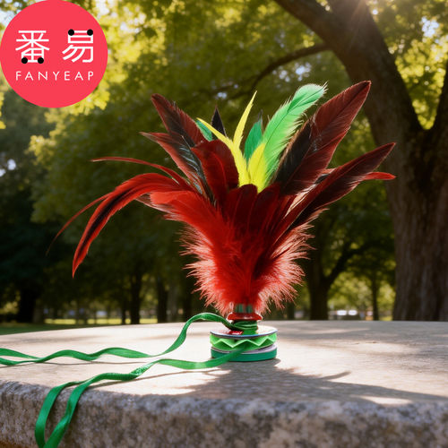 毽子/带绳A1pn008-带绳幼儿园运动用腱球耐踢系绳子羽毛毽子初学