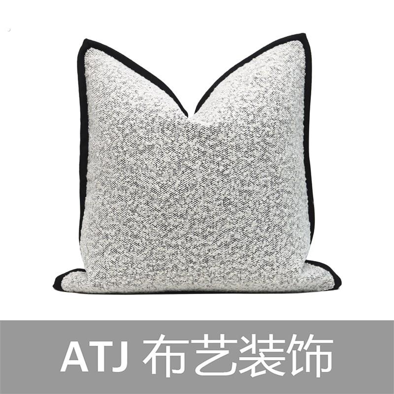 现代简约样板间抱枕沙发靠垫灰白色软装售楼处卧室靠枕方枕大肌理