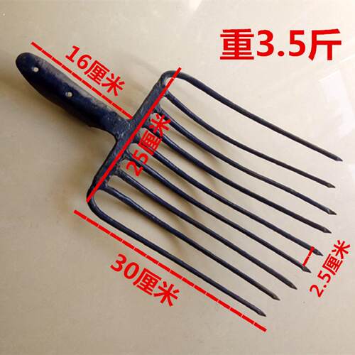 实心九齿叉全钢翻地加粗钢筋粪叉子农用石子叉九股叉草叉钢叉铁叉