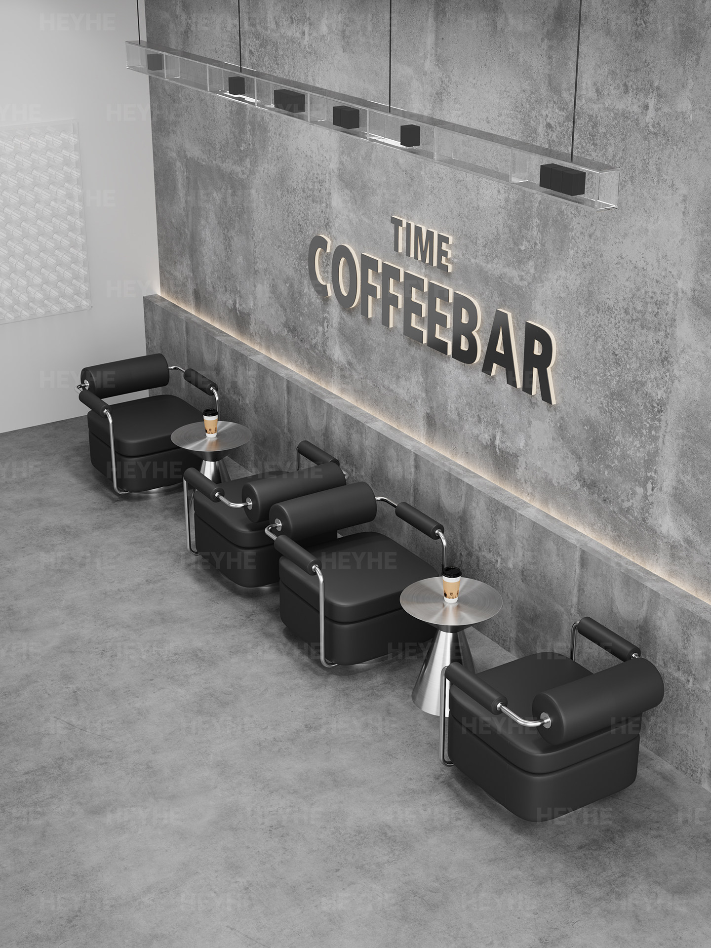 工业风咖啡厅桌子椅子理发店不锈钢单人沙发会所洽谈桌椅组合商用