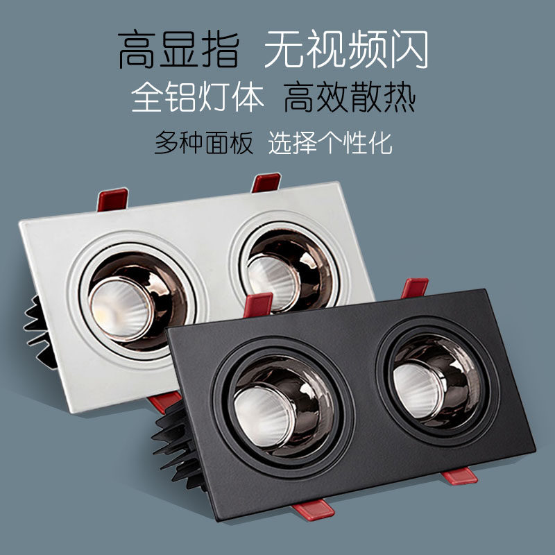 双头射灯全铝防眩无主灯嵌入式家用天花灯可调角度筒灯led斗胆灯,家装灯饰光源,斗胆灯,淘宝优惠券,粉丝福利购,淘宝优惠卷
