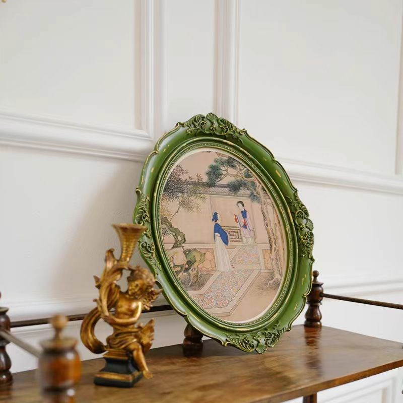 孙温红楼梦装饰画古典艺术摆件法式复古椭圆形壁画新中式客厅挂画