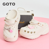 GOTO桃心洞洞鞋 厚底增高防滑防臭EVA沙滩凉拖鞋 女款 2026春夏新款