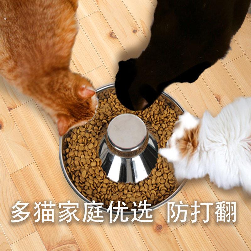 不锈钢猫碗多猫家庭食盆猫咪饭碗宠物慢食碗大号猫狗碗防打翻狗盆图片