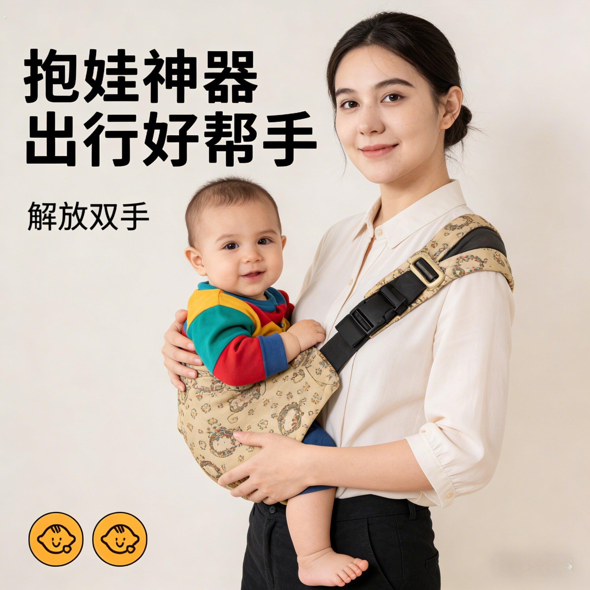 新升级加大款一个人带娃神器小月龄宝宝背带婴儿外出解放双手斜挎