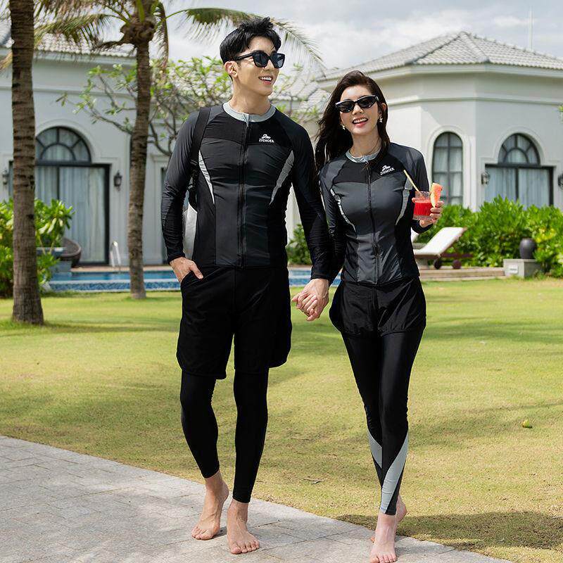 情侣潜水服女全身防晒长袖长裤两件式水母衣男加大码冲浪浮潜游泳