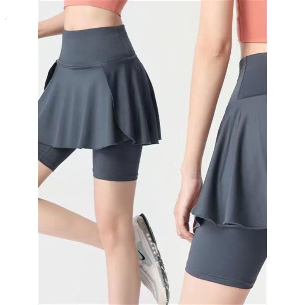 夏大码健身裤高腰提臀运动裙裤假两件一体女显瘦跑步瑜伽裤外穿