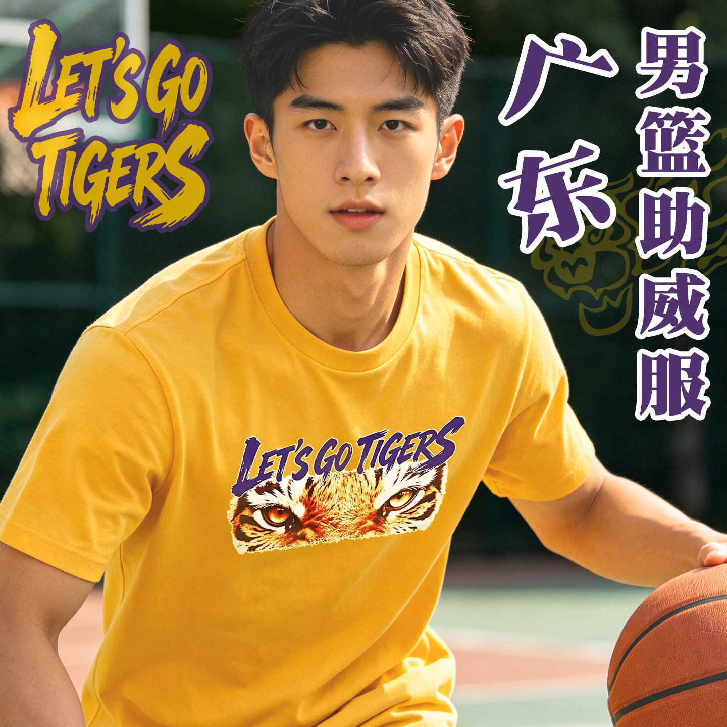 广东宏远季后赛助威服纯棉T恤LETS GO TIGERS球迷应援篮球短袖