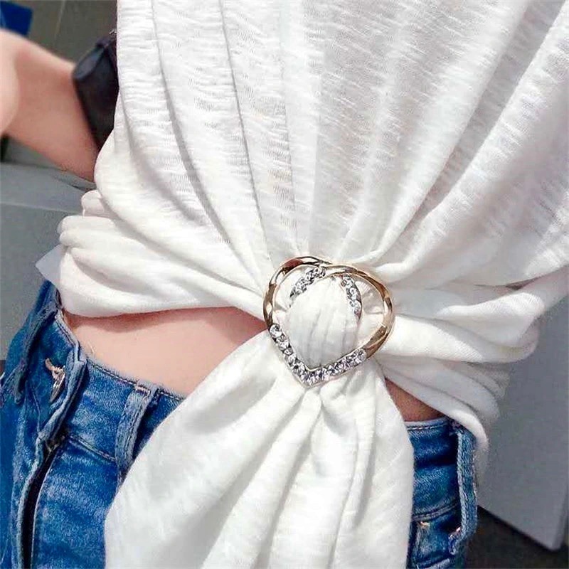 衣角打结扣环丝巾扣百搭衬衣下摆恤体恤女衣服装饰配饰胸针饰品