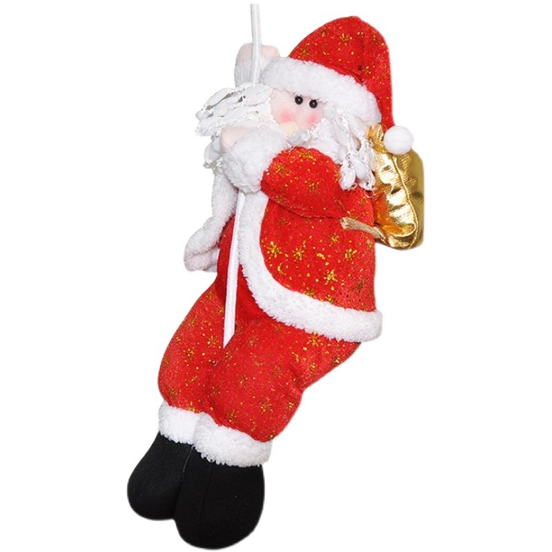 圣诞橱窗装饰品圣诞老人降落伞 爬绳老人天花板吊顶挂件场景装饰