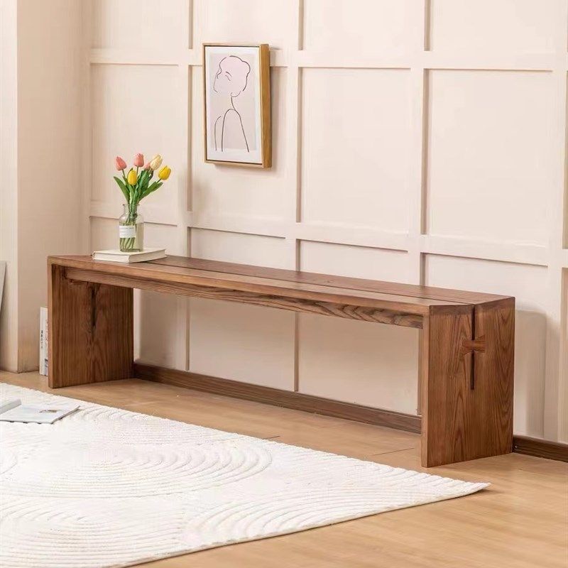 北欧实木长条凳家用餐桌长凳简约入户换鞋凳穿鞋凳床尾凳休息椅子