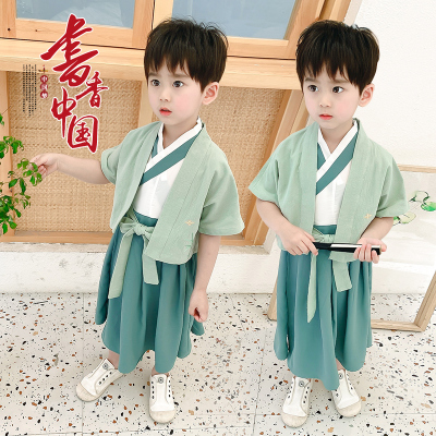 汉服男女童宝宝夏季中国风表演服合唱服两件套短袖服装复古套装