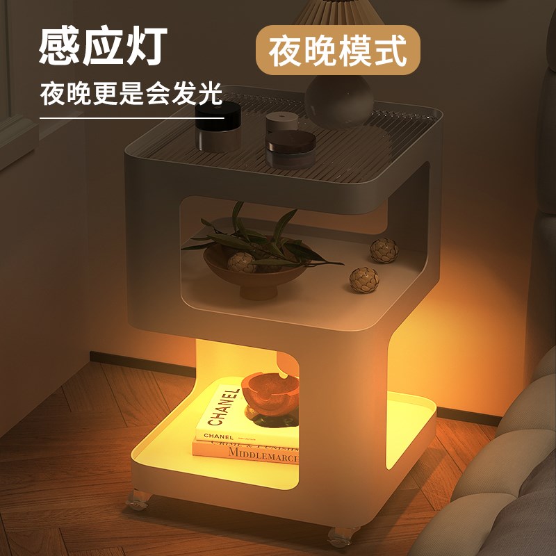 奶油风床头置物架可移动创意小型床头柜替代品简易小茶几卧室边几