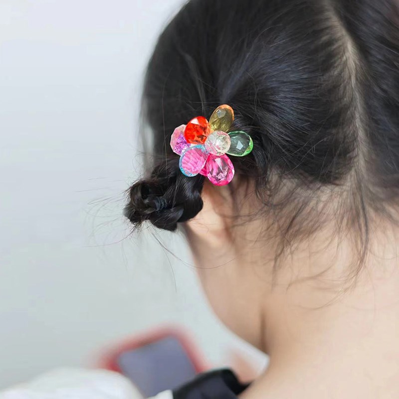 韩国儿童夏季冰透色花瓣花朵头绳小女孩扎马尾橡皮筋绕绕发圈头饰