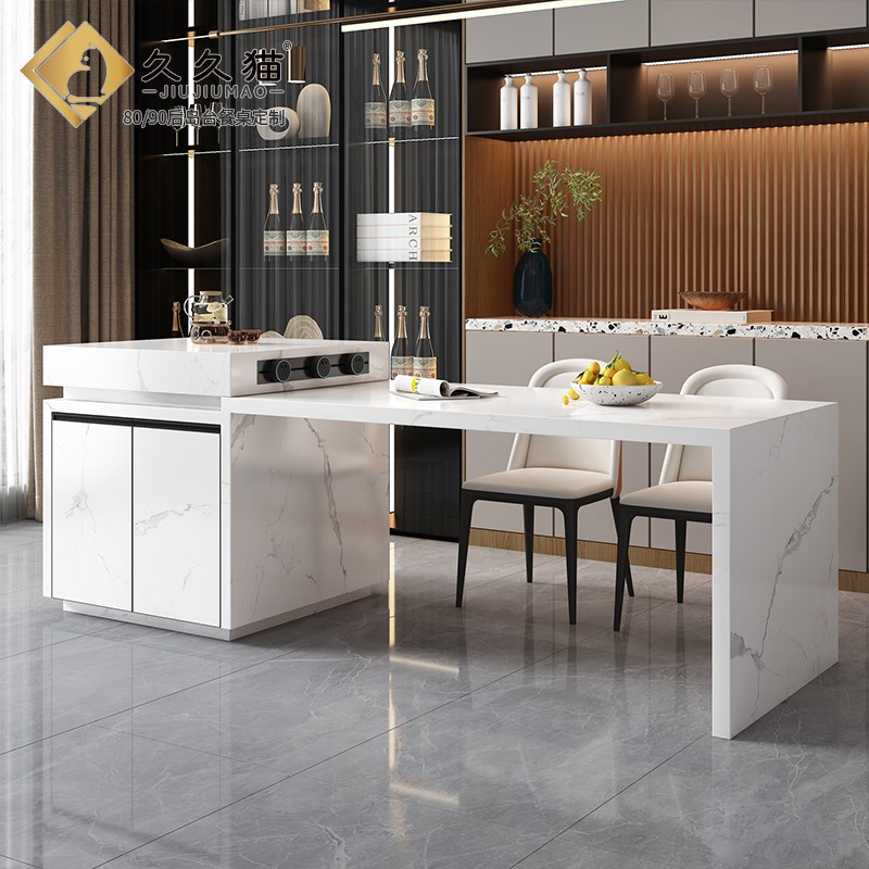 2024新款餐桌岩板岛台餐边柜可嵌入餐桌家用小户型饭桌多功能导台