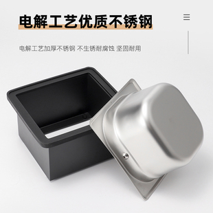 不锈钢咖啡粉渣盒家用咖啡机敲渣桶商用吧台咖啡废渣盒方形敲渣槽