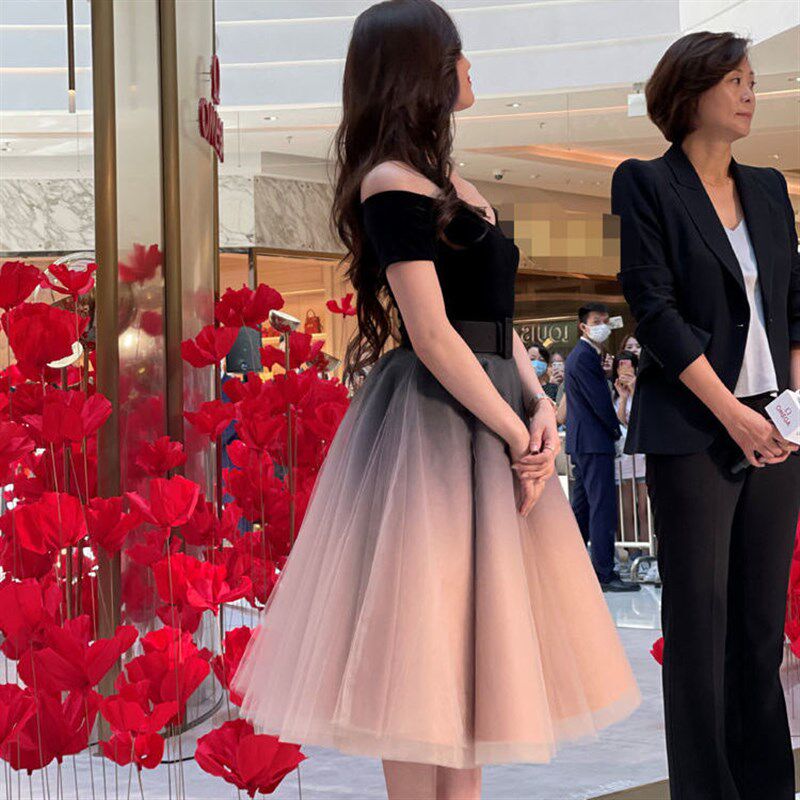 高级感宴会晚礼服渐变色夏季新款气质轻奢网纱蓬蓬裙伴娘服艺考裙