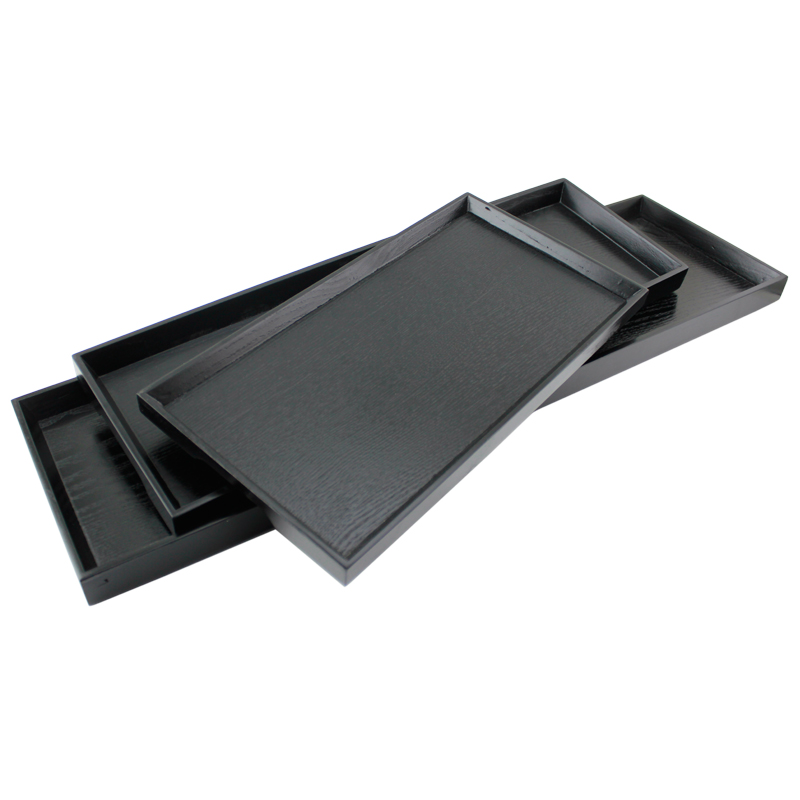 日式黑色长方形茶盘木托盘长条木盘子托盘干泡迷你实木茶托小茶盘