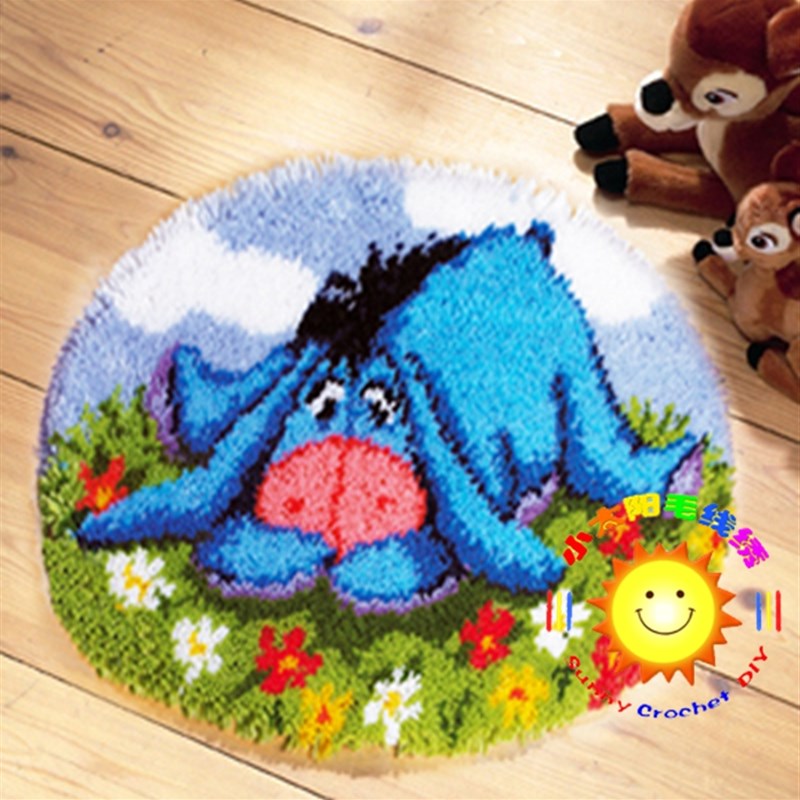 段段绣/毛线绣/地毯绣/绒绣钩针绣坐垫挂毯 草地上的驴 手工套件