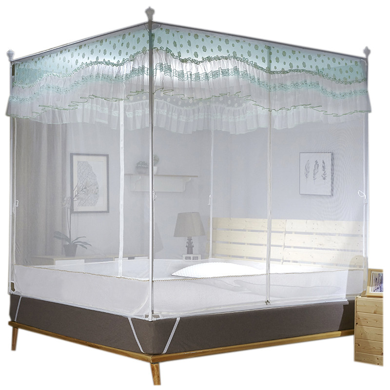 坐床式蚊帐拉链方帐三开门蒙古包帐子回底全底1.35米1.8m加大2米