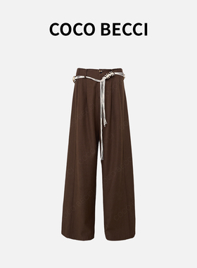 COCO BECCI【民族裤】法式浪漫风简约百搭休闲裤CFXYSU61A0001