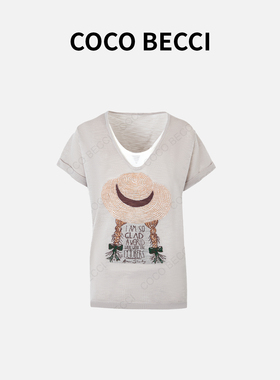COCO BECCI 【草帽女孩】夏季新款休闲百搭针织上衣CFHHB232019