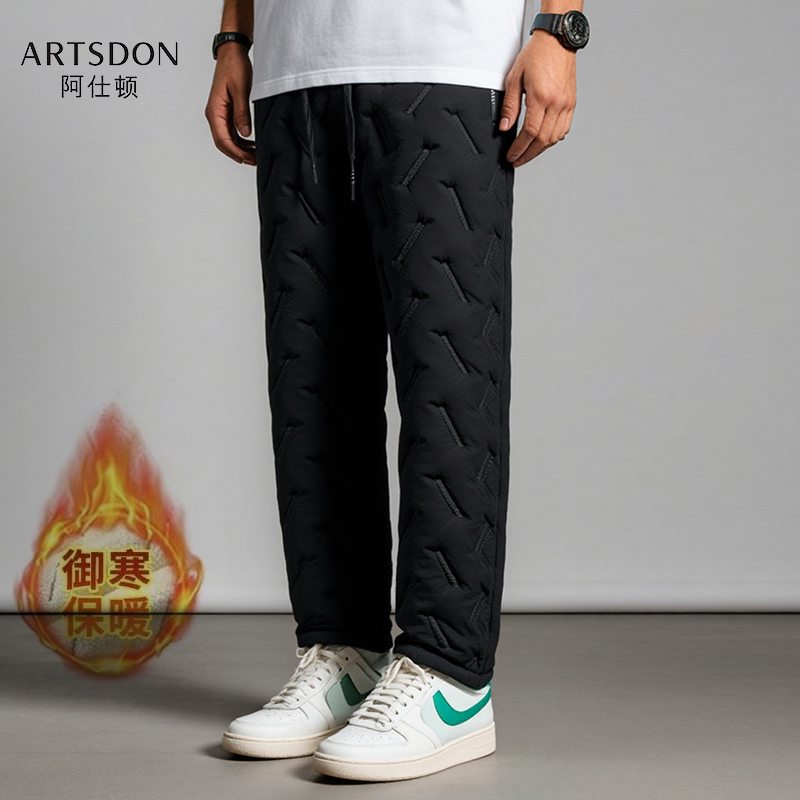 Artsdon/阿仕顿2025秋冬男士新款休闲加绒加厚保暖松紧腰