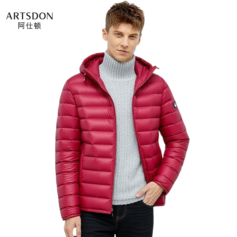 Artsdon/阿仕顿2025年秋冬男士新款休闲轻薄保暖连帽羽绒服外套