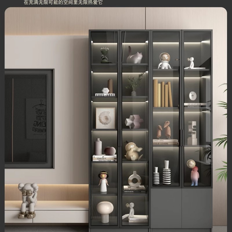 定制酒柜展示侧边立柜置物客w厅收纳钢化玻璃门订做书架实木生态
