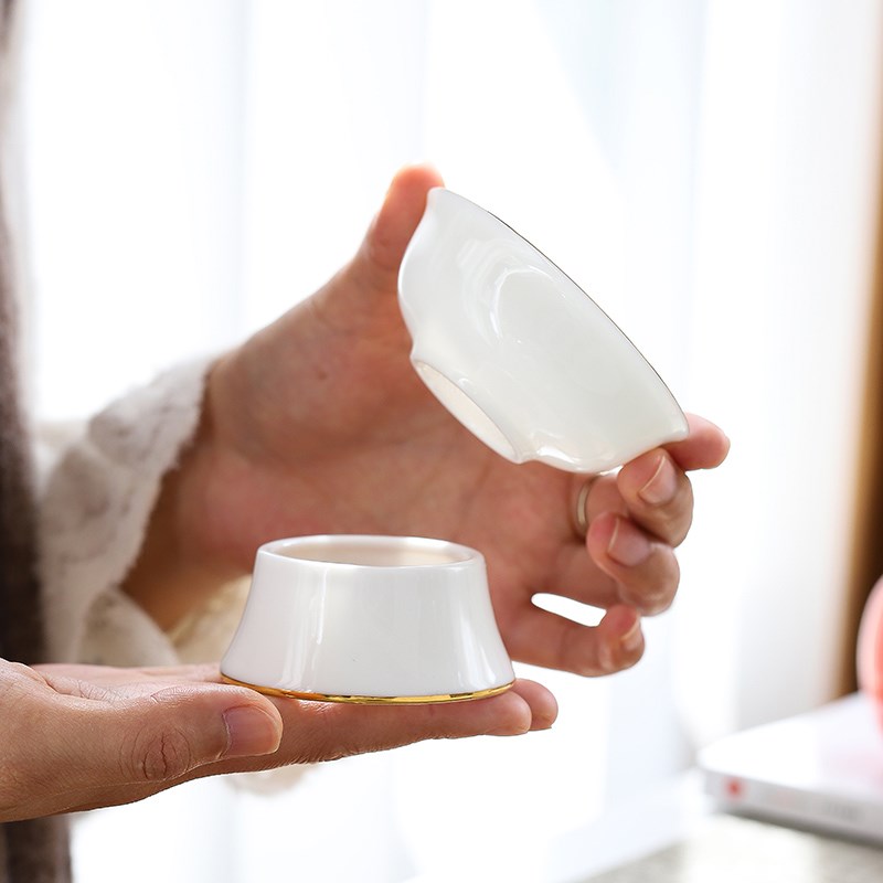 羊脂玉茶漏茶滤套组茶叶过滤网陶瓷功夫茶K具配件一体茶水分离茶