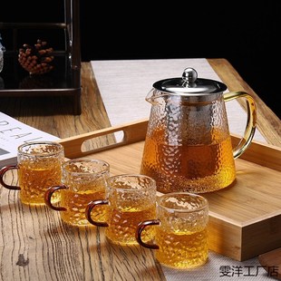 加厚玻璃茶壺透明泡茶壺不銹鋼過濾煮茶壺家用耐熱花W茶壺茶具套