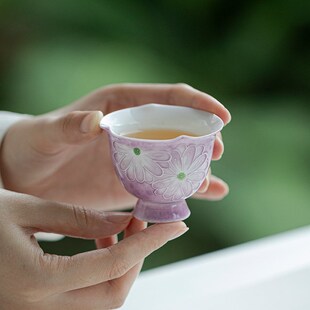 禾山居豆蔻紫家用陶瓷茶r壶带球孔过滤泡茶壶手绘雏菊茶壶盖碗茶