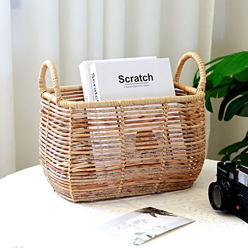 美式仿藤收纳筐编织篮脏衣v篓藤编整理箱卧室大号篮子框家用脏衣