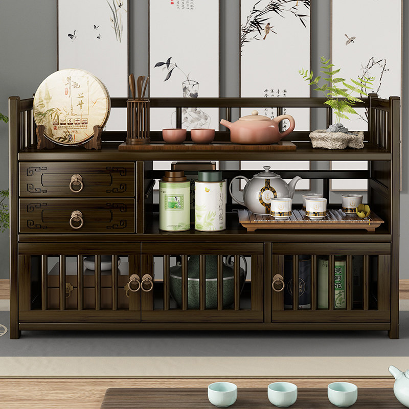 桌面博古架实木中式茶桌上小型茶具E收纳架茶台摆件茶叶茶杯置物