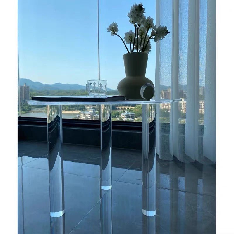 透明亚克力板圆柱l型桌腿茶几桌角水晶桌脚支架定制实心圆棒餐桌