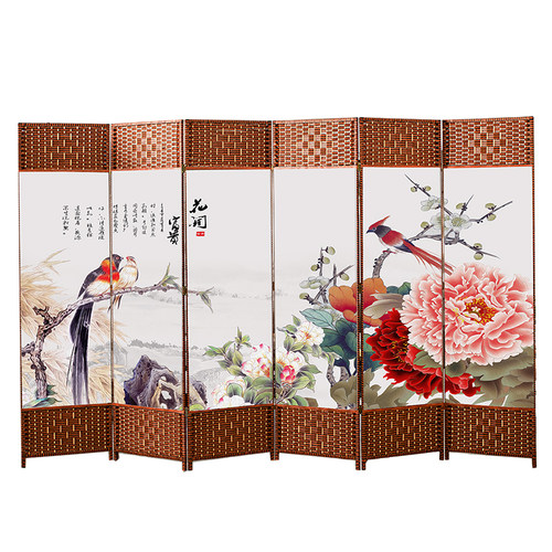 中式简易屏风隔断帘可移动v客厅折叠移动卧室遮挡挡板家用平风玄