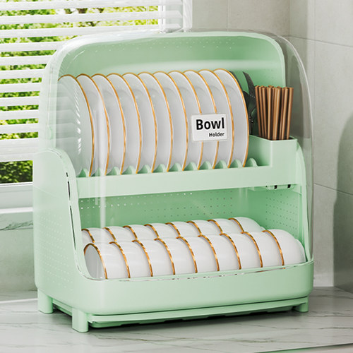 碗盘柜置a物架装碗筷盘子沥水碗架厨房透明防尘带盖子双层放碗碟