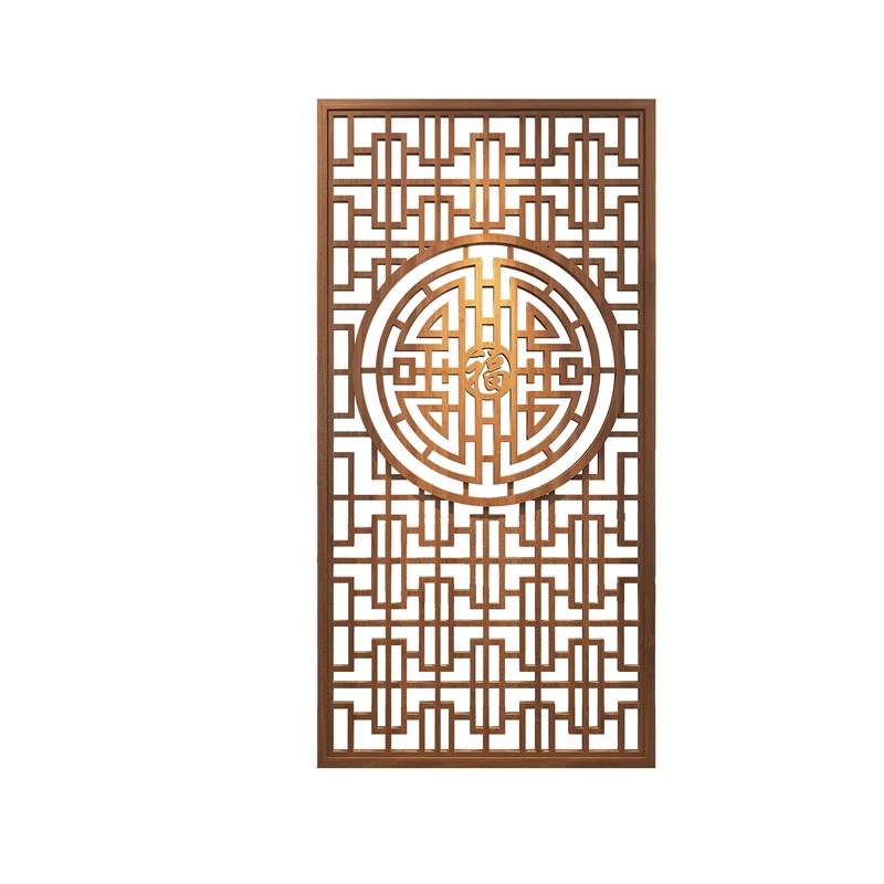 新中式屏风隔断客l厅实木入户玄关进门遮挡福字雕花浮雕花纹格栅