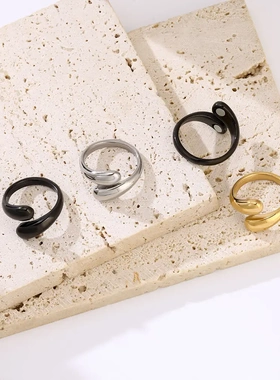 新款水滴戒指不锈钢磁石磁性开口止鼾指环单圈光面时尚饰品