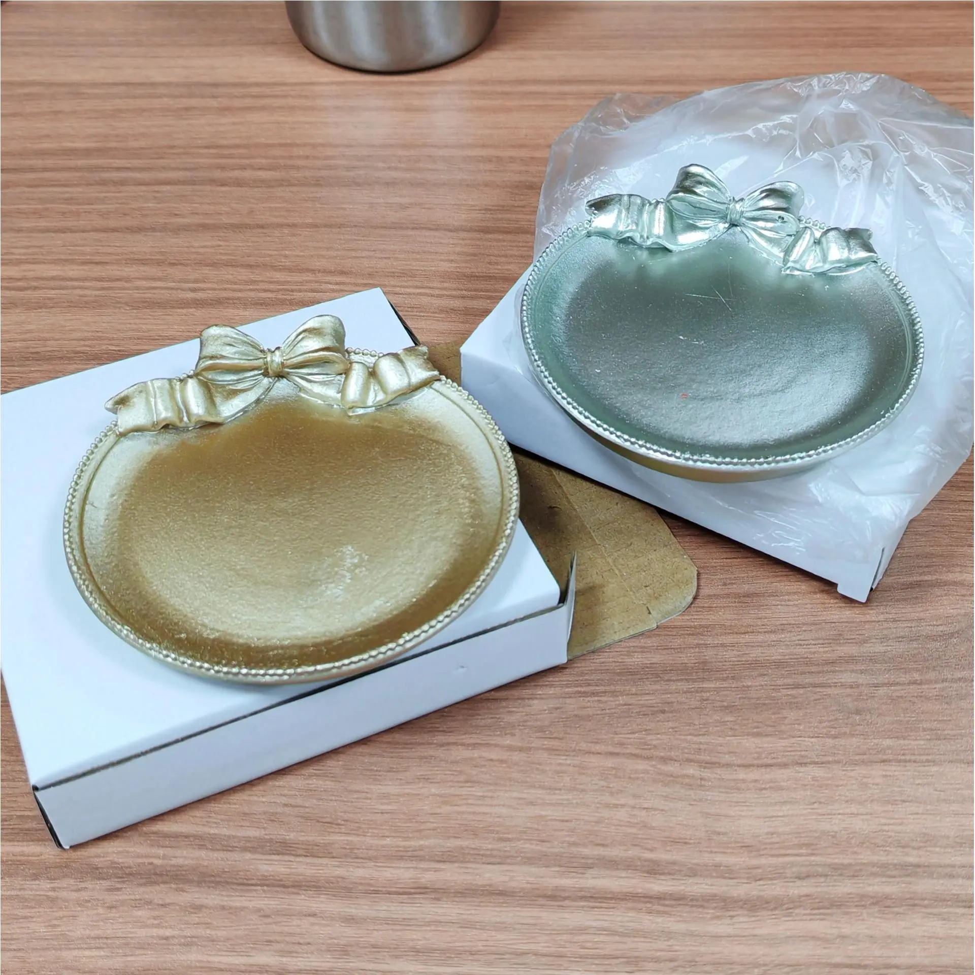 树脂首饰碟ins风复古摆件托盘美甲饰品珠宝耳环摄影道具金色